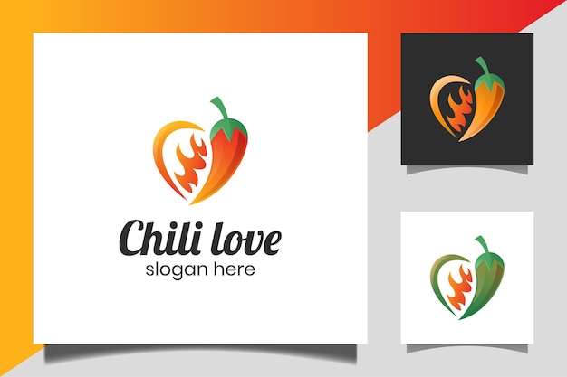 Hot chili combined love like spicy vector design. spicy mexican style food. for spicy food business restaurant logo design