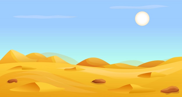 Hot desert panorama  banner, cartoon style