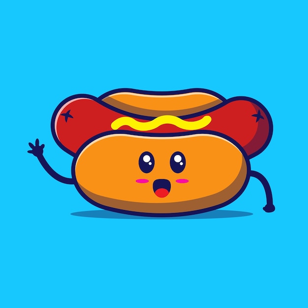 Hot dog illustration Cute hot dog with sausage illustration vector design