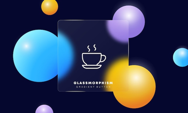 Vector hot drink in a cup line icon steam tea coffee tasty morning breakfast break cafe dessert aroma beverage concept glassmorphism style vector line icon for business and advertising