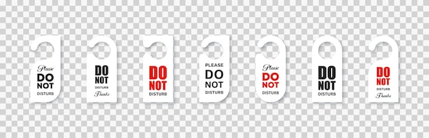 Hotel room hanger set Do not disturb labels Vector EPS 10