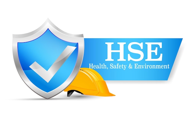 HSE Health Safety Environment The standard for safe industrial work and environmental safety Information poster Vector illustration