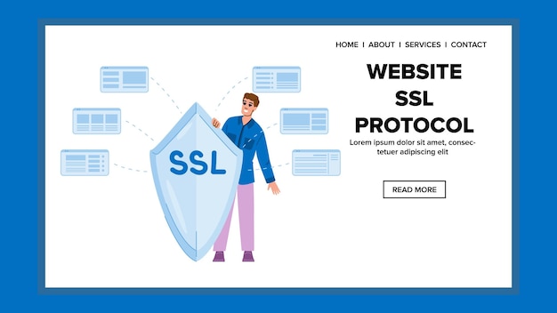 Vector https website ssl protocol vector