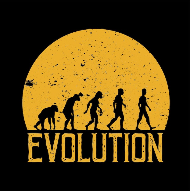 Vector human evolution vector walking full moon background