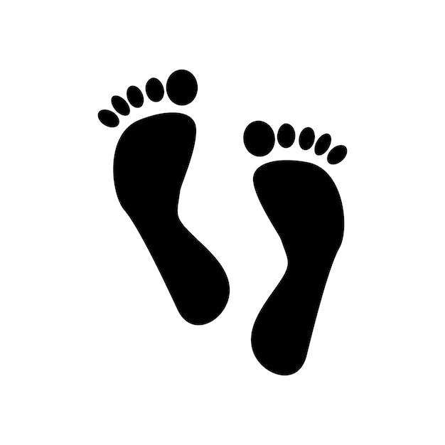 Human footprints Bare foot printsBlack silhouette human legs Footprint symbol icon with toes