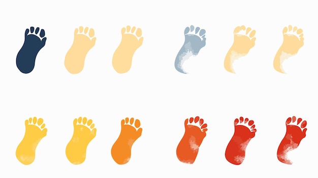 Human Footprints Vector Illustration Set on White Background