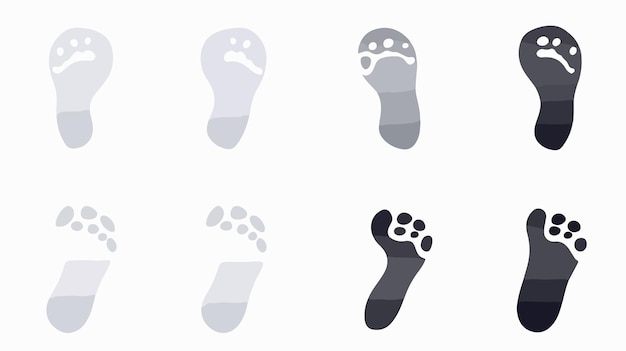 Human Footprints Vector Illustration Set on White Background