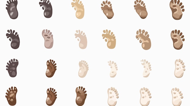 Human Footprints Vector Illustration Set on White Background