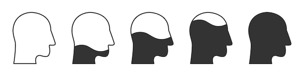 Vector human head icons set silhouette of the profile vector illustration