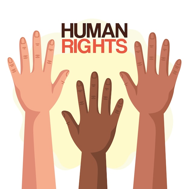 Human rights with diversity hands up design, Manifestation protest and demonstration theme 