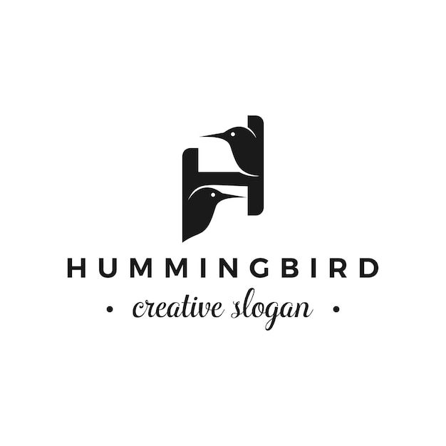 hummingbird letter H logo with stand out minimalist simple style design vector