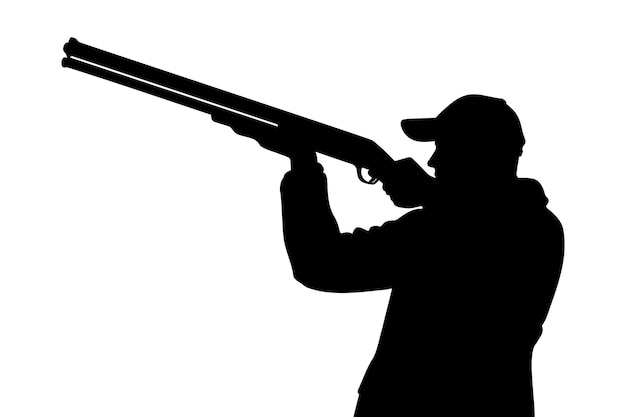 Hunter shooting silhouette vector illustration