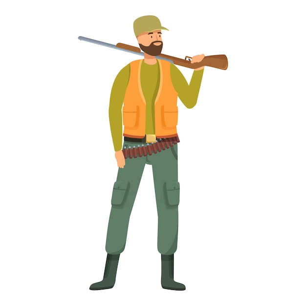 Vector hunter wearing orange vest holding rifle on his shoulder