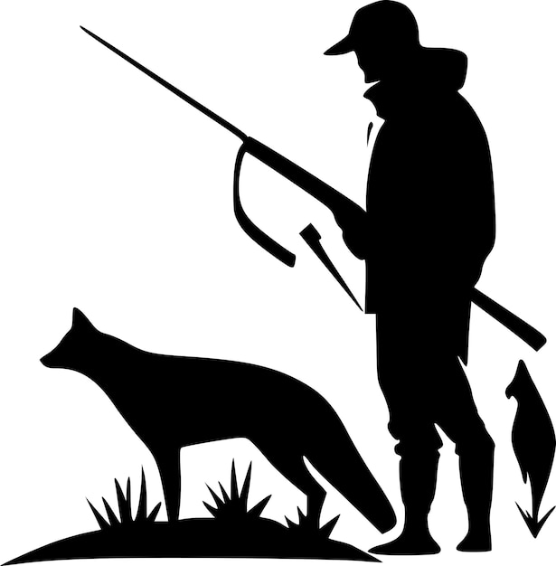 Hunting Black and White Vector illustration