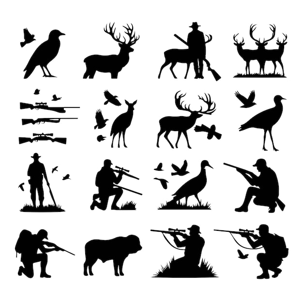 Vector hunting man silhouette illustration vector