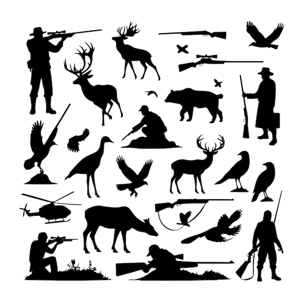 Vector hunting man vector silhouette illustration