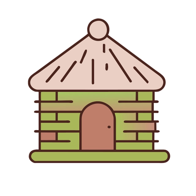 Vector hut made of branches icon colored outline