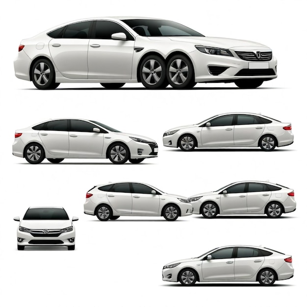 Hybridcar vector set white background isolated a high quality