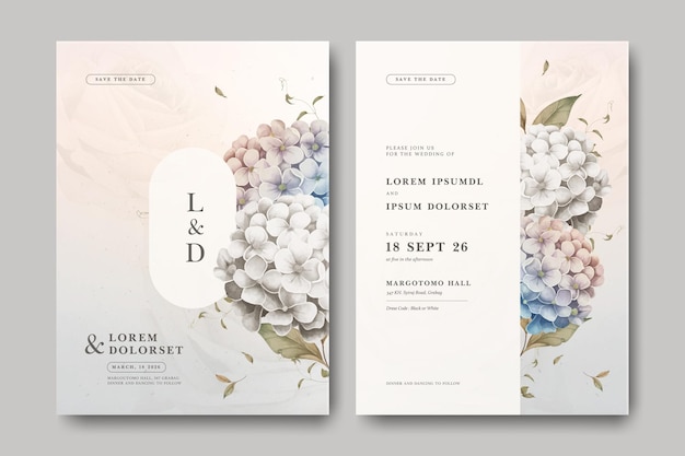 hydrangea wedding invitation card design