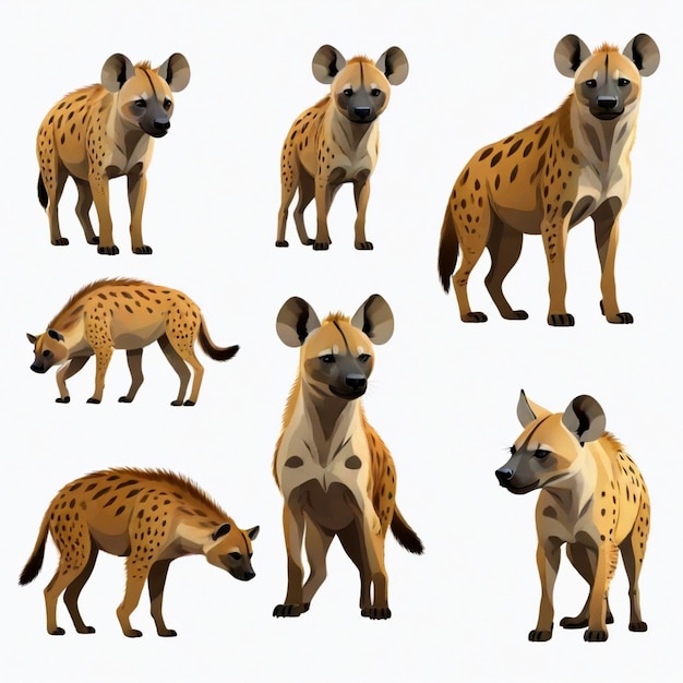 Vector hyena vector set white background isolated a high quality