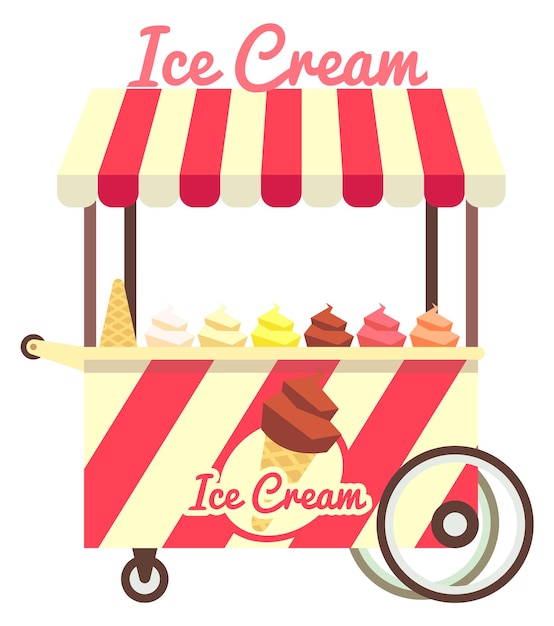 Ice cream cart Cartoon street food icon