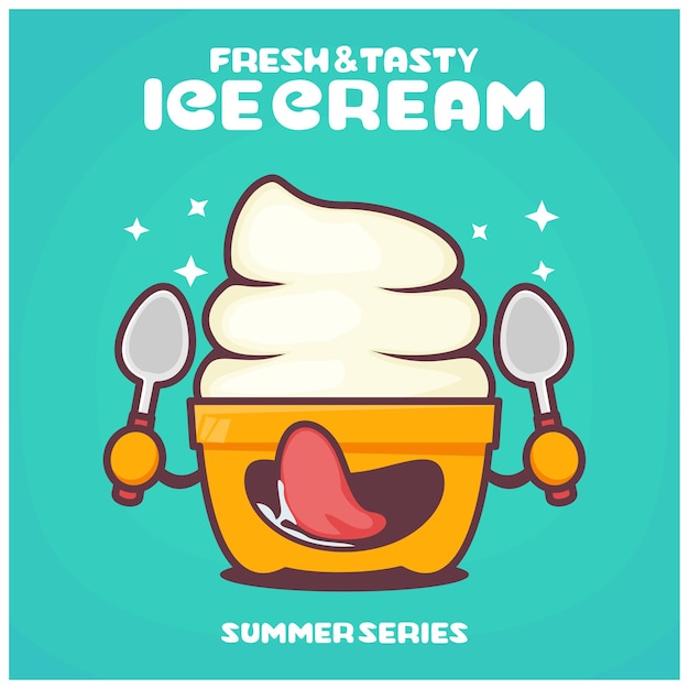 Ice cream cartoon summer drink series vector illustration