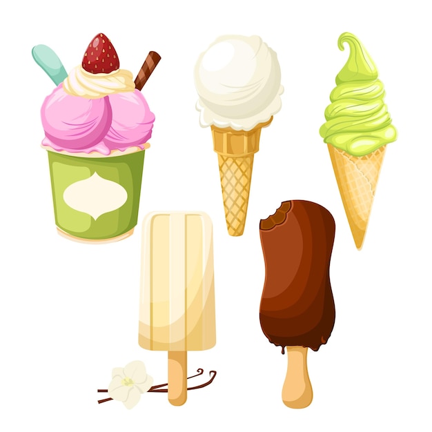 Ice cream dessert cartoon vector