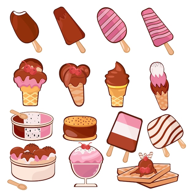 Ice Cream Illustration Set