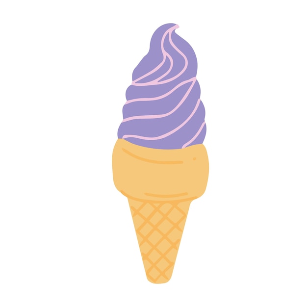 Ice cream with a waffle tube. Vector illustration.