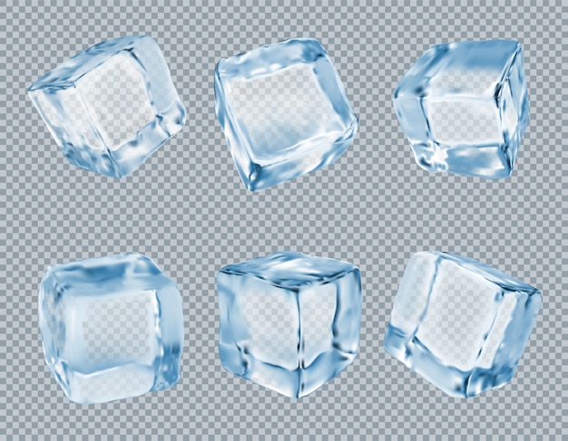 Vector ice cubes vector set