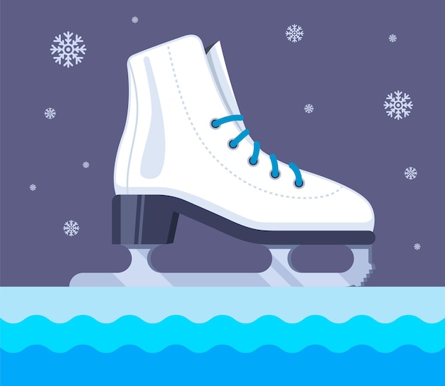 Ice skating at night. flat   illustration.