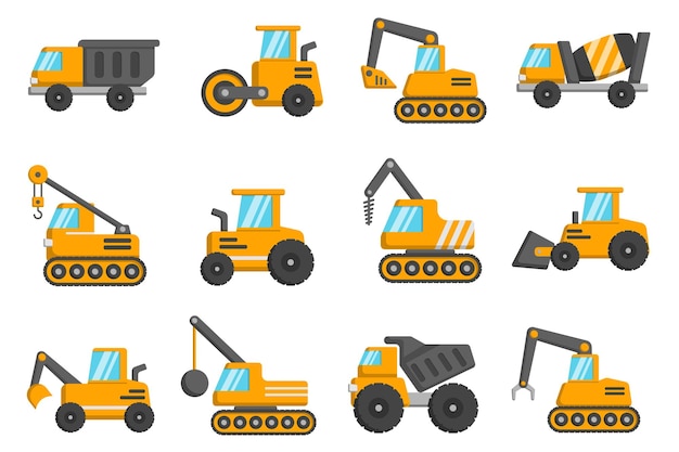 Vector icon heavy equipment elements collection