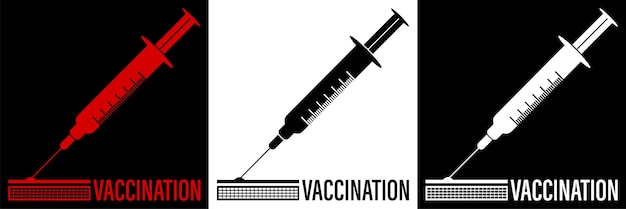 Icon medical syringe in different colors Benefits and dangerous of vaccination Influenza Prevention Fighting Viral Infections