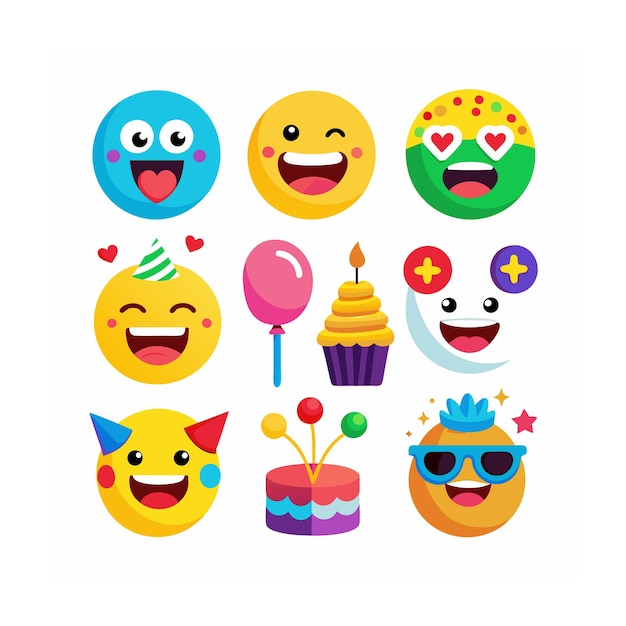 Vector icon reaction emoji and symbol set concept