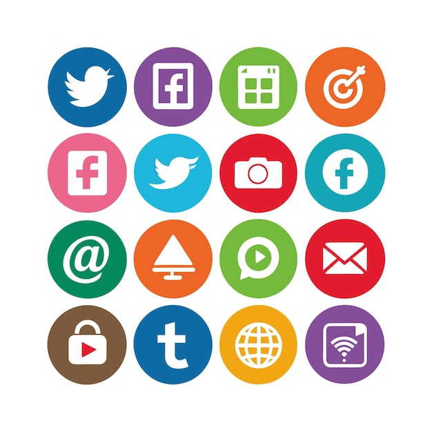 Icon set of popular social applications vector icons