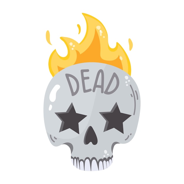 An icon of skull flat vector