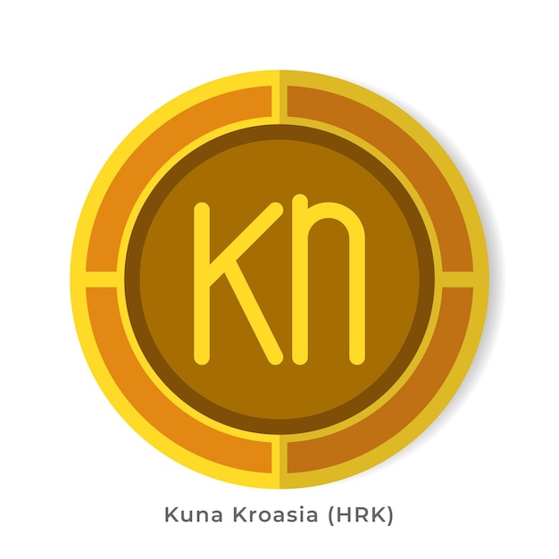 Vector icon van de kuna-munt, platte icoontjes in gouden kleur, symbool van het kroatische geld, vectorillustraties