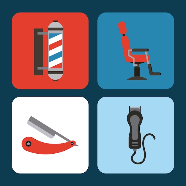 Icons set barber shop illustration