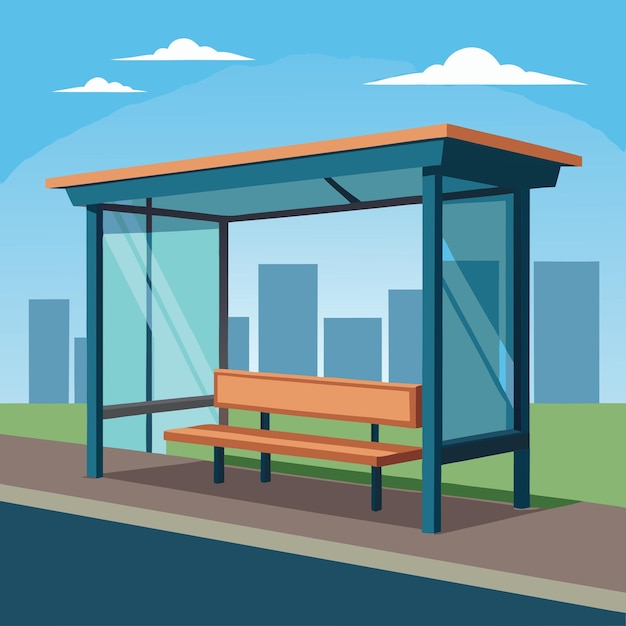 Vector illustrate a simple modern bus stop model