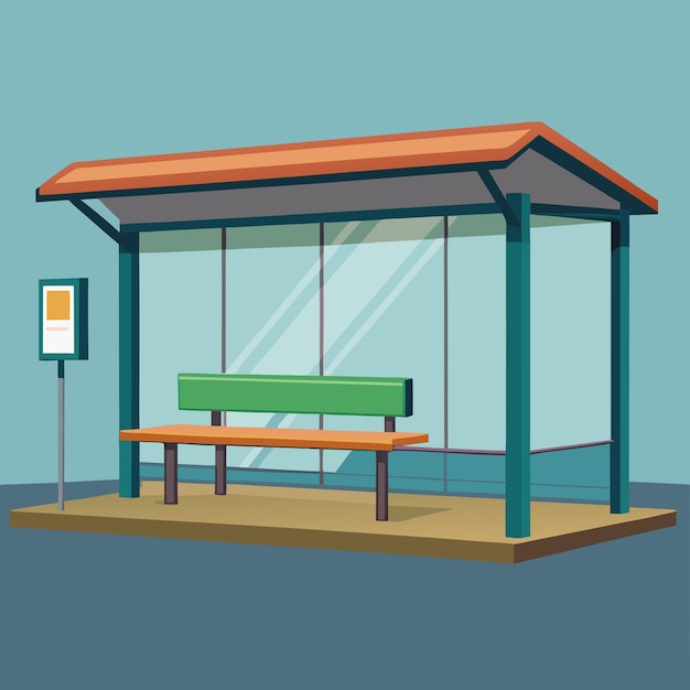 Vector illustrate a simple modern bus stop model