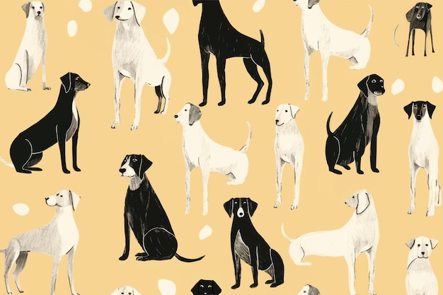 Vector illustrated dogs pattern design