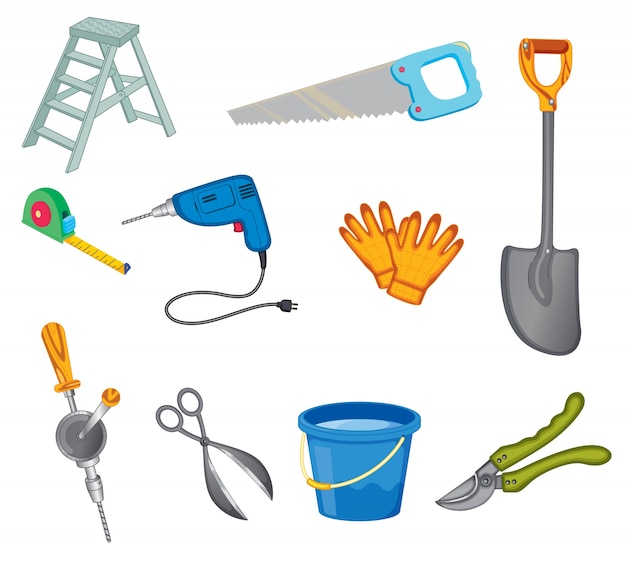 Illustrated set of common tools