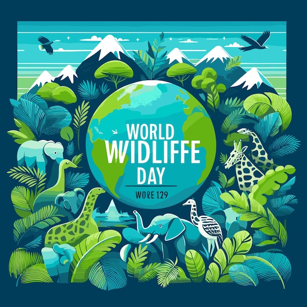 Vector an illustration about world wildlife day with flat design style