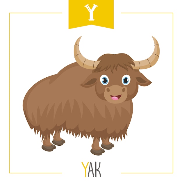 Vector illustration of alphabet letter y and yak