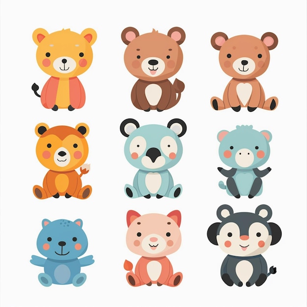 Vector illustration animal cute vector set cartoon zoo character nature lion isolated wild wild