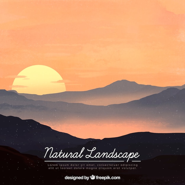 Vector illustration of beautiful natural landscape with mountains