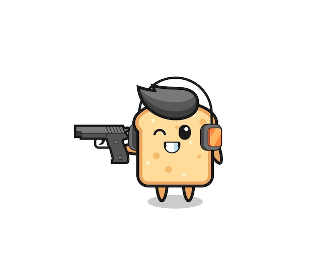 Vector illustration of bread cartoon doing shooting range cute design