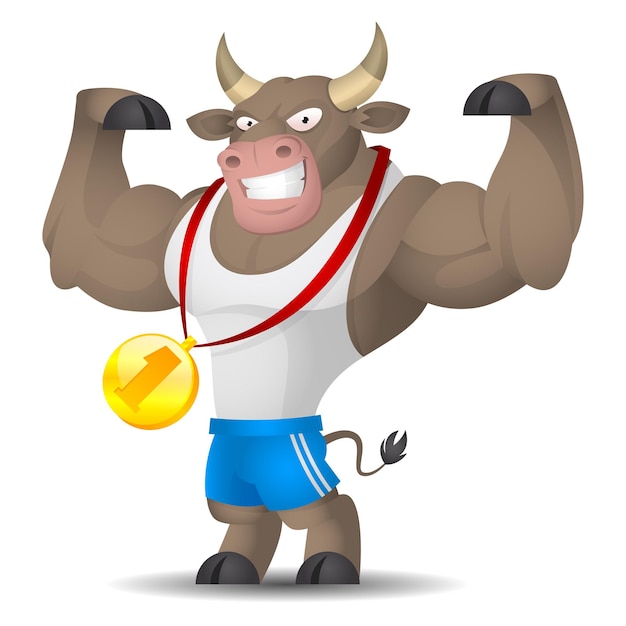 Illustration bull athlete shows muscles, format EPS 10