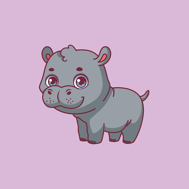 Vector illustration of a cartoon hippo on colorful background