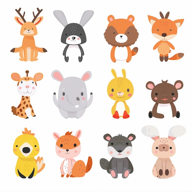 Vector illustration character vector cute animal cartoon happy set design baby graphic funny is